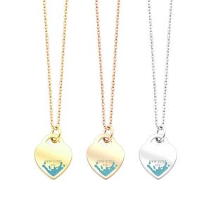 Drop Designer LOVE Collana con ciondolo a olio Collane con doppio cuore da donna Gioielli in argento 925 come regalo con scatola