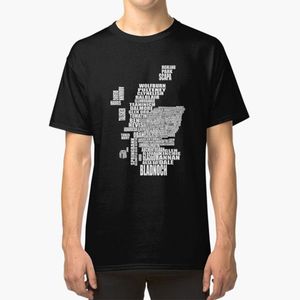 メンズTシャツスコットランドのTシャツのTシャツウィスキー蒸留所の蒸留所マップ