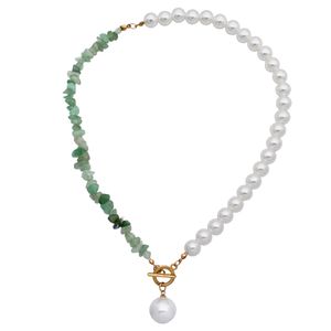 Neue Mode Natürliche Edelstein Perle Anhänger Halsketten Frauen Rose Amethyst Quarz Choker Charme Gold Farbe Metall Hals Schmuck