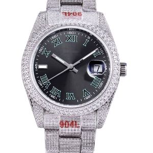 Full Diamonds Mens Watch 40.6mm Automatiska mekaniska klockor Diamond Bezel Waterproof Sapphire Wristwatches Diamond Studded Montre de Luxe