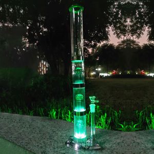 Big Glass Bongswith atmosphere led base Hookahs 4 layer filter gravity bong 5mm Thickness Wall Super Heavy Water Pipes With 14mm Male Joint Bowl