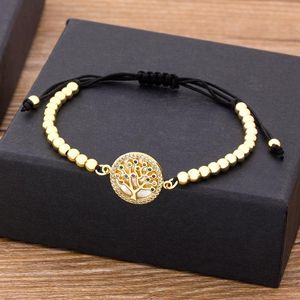 Charm Bracelets Nidin Fashion Handmade Tree Of Life Beads Bracelet Copper Zircon Adjustable Virgin Mary Lucky Jewelry Braided GiftCharm Char