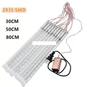 Su geçirmez dekoratif meteor duş yağmur tüpü SMD LED ip ışığı 30cm 50cm 80cm veranda bahçe merdivenleri koridorları