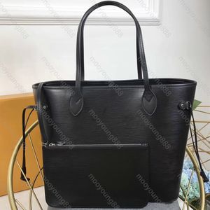12A Atualização Espelho Qualidade Luxurys Designer Black Tote Bag Genuíno Couro Médio Sacos de Compras Bolsa de Lona Em Relevo Impressão Letra Bolsas Bolsa de Alça de Ombro