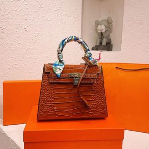 Дизайнерская сумочка Epsom сумки высококачественные женщины крокодиловый рисунок