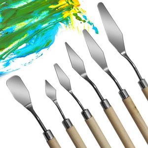 7st/set rostfritt stål spatula kit palett gouache leveranser för oljemålning kniv fin konst målning verktyg set flexibla blad