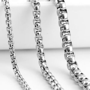 Chains Stainless Steel Halskette Male Collier Box Chain Necklace For Men Women 3/4/5mm Square Rolo Shiny NecklacesChains