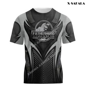 Dinosauro Walk In The Park Stampa 3D personalizzata T-shirt slim estiva Top Tee Uomo Manica corta Casual Fibra di latte Girocollo Traspirante 220619