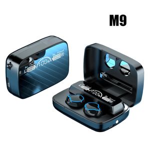 TWS M9 Kulaklıklar Bluetooth 5.1 Kablosuz Kulaklık 9D HiFi Stereo Kulakiçi Oyun Sporları Kulaklık HD Ayna 2200mAh Şarj Kutusu