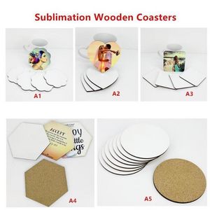 9x9cm Sublimation Coaster Wooden Blank Table Mats MDF Heat Insulation Thermal Transfer Cup Pads DIY Coaster F0610A2