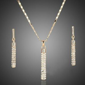 Fashion Creative Diamond Solded Cylindrical Rod Earrings Halsband Set Accessories Ladies New Temperament Diamond Jewelry