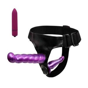 Nxy Dildos Mini Bullet Vibratorelastic Harness Strap on Double Strapon Giocattoli adulti del sesso per donna Coppie lesbiche Negozio erotico 220418