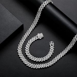 Conjunto de garras de hip hop de quadra 3A CZ CZ BLING OUT 13MM SOLID SOLED SOLD CUBANCAN MIAMI Link Chain Colar para Men Rapper Jewelry Giftchains Chainschai