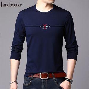 Moda markası tshirt erkek yüksek kaliteli pamuk üstleri sokak tarzı trendler uzun kollu tshirt Koreli erkek giyim 2011116