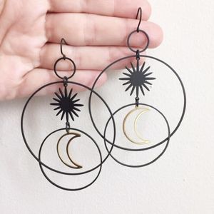 Dangle żyrandelier Gothic Witch's Moon Coldings Drop geometryczne faza półksiężyca hipis