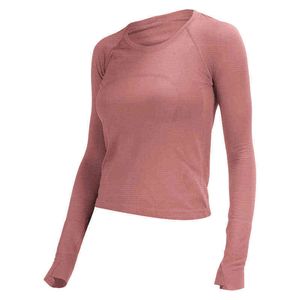 lu Damen-T-Shirt, Yoga-Oberteil, Swiftly Tech, langärmelig, Fitness, schnell trocknend, Workout-Sweatshirts für Damen, Sport, dehnbar, Fitnessstudio-Shirt, Aktivkleidung