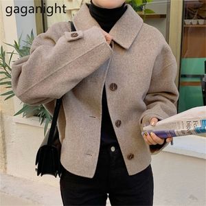 Gaganight Fashion Women Jacket Autumn Winter Vintage Lady Chic Solid Coat Outwear Single Breasted Coats Outwear Korean Jackets 201215