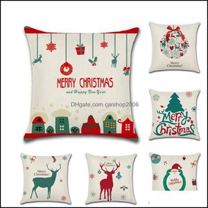Pillow Case Bedding Supplies Home Textiles Garden Ll Christmas Washable Elk Car Sofa Cushion Er Linen Dhh2W