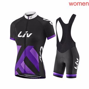 Summer Liv Team Womens Cycling Short Sleeve Jersey Bib Shorts Set Ropa Ciclismo Quick Dry Racing Clothing Cykel Uniform Outdoor Bike Sports Outfits Y22062506