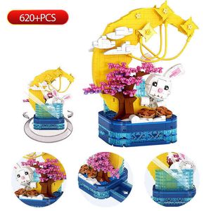 PCS City Mini retro księżyc Księżyc Kontażu Bloków budulcowych Sakura Tree Star Friends Bricks DIY Zabawki dla dzieci Prezenty J220624