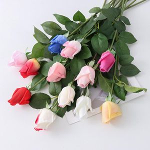 Decorative Flowers & Wreaths 5pcs Simulation Feel Moisturizing Rose Buds Home Living Room Table Decoration Wedding Fake Artifical Party Deco