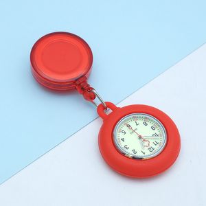 Newest Colorful Nurse Pocket watches Nursing Doctor Hospital Clips Pocket Retractable Hang Quartz Watch Lumious Design Clock