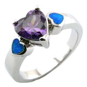 modeblå opalring; Ametist Stone Smycken Ring Hjärtdesign