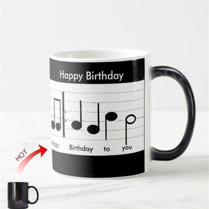 Yeni Sıcak Doğum Günü Hediyeleri Yenilik Mutlu Doğum Günü Müzik Notlar Magic Mugs Renk Değiştiren Kupalar Anne Baba Kardeş Müzik Öğretmeni T200506
