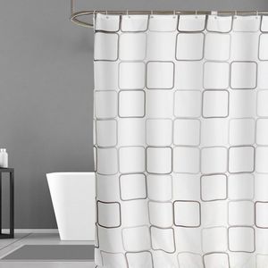 Shower Curtains Waterproof Bath Bathroom White Square Lattice Curtain Bathtub Cover Extra Large Wide 12 Hooks Rideau De DoucheShower