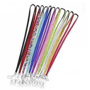 Novo longo strass shorning Bling Crystal Customardelas de cordão ID Id Badge Celle Cell e Key Holder Mixed Color