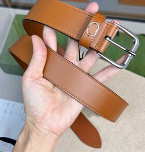 Fashion Brown Real Leather Belt Guld Buckle Men Causal/Dressing Belt 35mm bredd Justerbar toppkvalitet