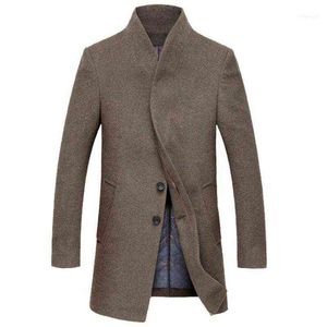 Men's Wool & Blends Winter 2021 Male Slim Thick Plus Cotton Woolen Coat Blend Fashion Jacket For Men 5 Colors 140yw1 T220810