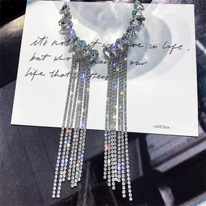 Chandelier Long Tassel Full Rhinestone Women Bijoux Shiny Water Drop Crystal Earrings Jewelry Gifts GC986