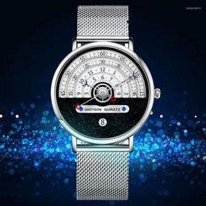 ساعات الاغتصاب الإبداعية الساعات للرجال السماء Wristwatch Top Men'm Quartz Plar Plate Sports Watch Relogio Maschulino