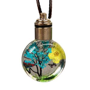 Interior Decorations Luminous Dried Flower Glass Ball Butterfly Tree Decorative Car Pendant Preserved Real Eternal Flowers Necklace JewelryI