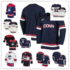 Xflsp UCONN Huskies Stitched College Hockey Jersey 32 Artem Shlaine 33 Tomas Vomacka 35 Bradley Stone 60 Jarrod Gourley 24 Sasha Teleguine Jonny