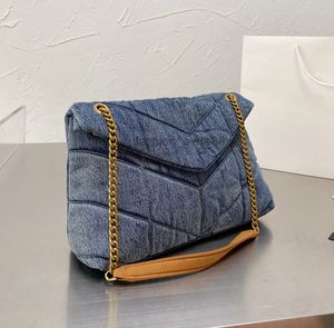 디자이너 핸드 가방 여성 데님 가방 LOULOU Puffer 패션 클래식 메신저 가방 가죽 가방 럭셔리 지갑 체인 카우보이