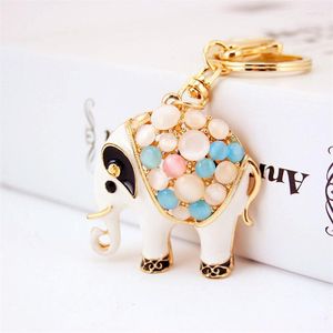 Keychains Creative 3D Emalj Elephant Keychain Crafts Key Chain Fashion Ring Crystal Animal Bag Pendant Keyrings unika smycken smal22