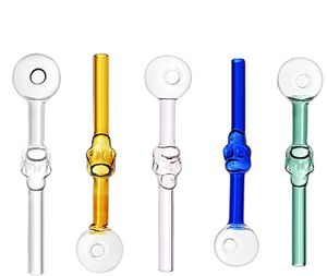 Colorful Handle Skull Smoking Pipe hookahs Glass bong Oil Burner Pipe Mini rigdab Tube