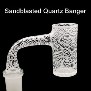 Sandblasted Quartz Banger 14mm helt svetsa 25mm dab naglar med avfasad kant 90 manliga fogmönster hink banger för oljerigg glas bong vattenrör yareone grossist