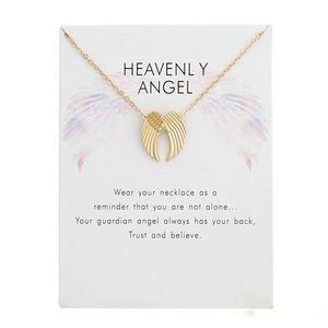 Nachrichtenkarten-Halsketten großhandel-Engelsflügel Anhänger Halskette Für Frauen Mädchen Tierlegierung Halsketten mit Nachricht Karte Modeschmuck Geschenke