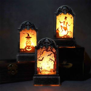 Halloween Toys Led Lights Halloween Decoration Plastic Horror Tombstone Haunted House Props Colorful Happy Light Halloween Decorations for Home 220826