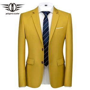 Plozeksale Mężczyźni Dark Yellow Blazer Wiosna Jesień Slim Fit Business Casual Man Boutique Blazer Jacket Męskie Blazers Ślubny Q980 220409