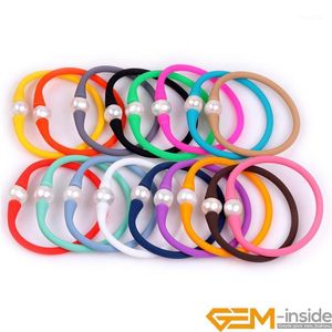 Braccialetti con ciondoli Big 11mm Real Damigella d'onore Colorful Mood Impilabile Gomma siliconica Stretch Gioielli di perle coltivate d'acqua dolce per le donne