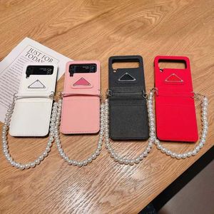 Fold Folding screen mobile phone cases For Samsung Z flop 3 2 Z Flod 1 2 3 5G leather case with chain