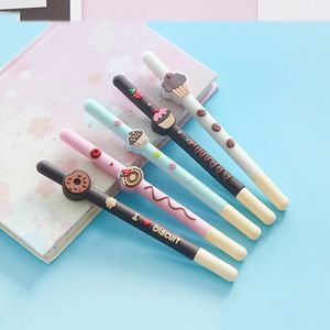 Cute Plastics Soft Gel Pen Chocolate Biscuit Student Pen 0.5mm Black Blue Ink Refill sostituibile Home Office School Writing Supply School-season Regalo per bambini ZL1221