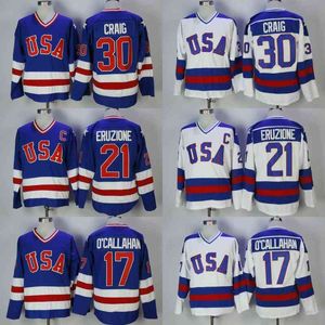 THR 30 JIM CRAIG 21 Mike Eruzione 17 Jack O'Callahan 1980 USA Hockey Jersey Movie Jerseys Stitched Fast