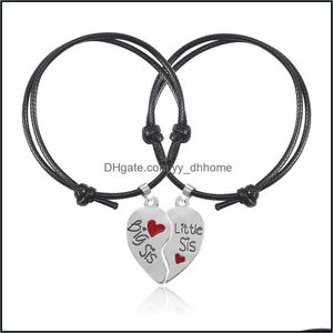 Charm Armbänder Schmuck 2 Teile/satz Mode Armreifen Für Frauen Schwestern Edelstahl Herz Zwei Haes Gepaart Armband Geschenke Drop Lieferung 2021 I