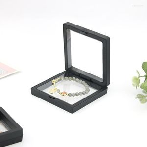 Jewelry Pouches Bags 3D Floating Picture Stand Ring Pendant Holder Protect Jewellery Stone Presentation Case Frame Shadow Box Display Edwi22