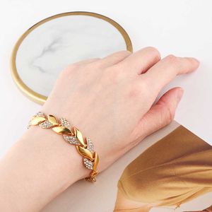 Pulseira estilo ouro mulheres meninas folhas cadeia pulseira luxo jóias de casamento simples moda elegante novo